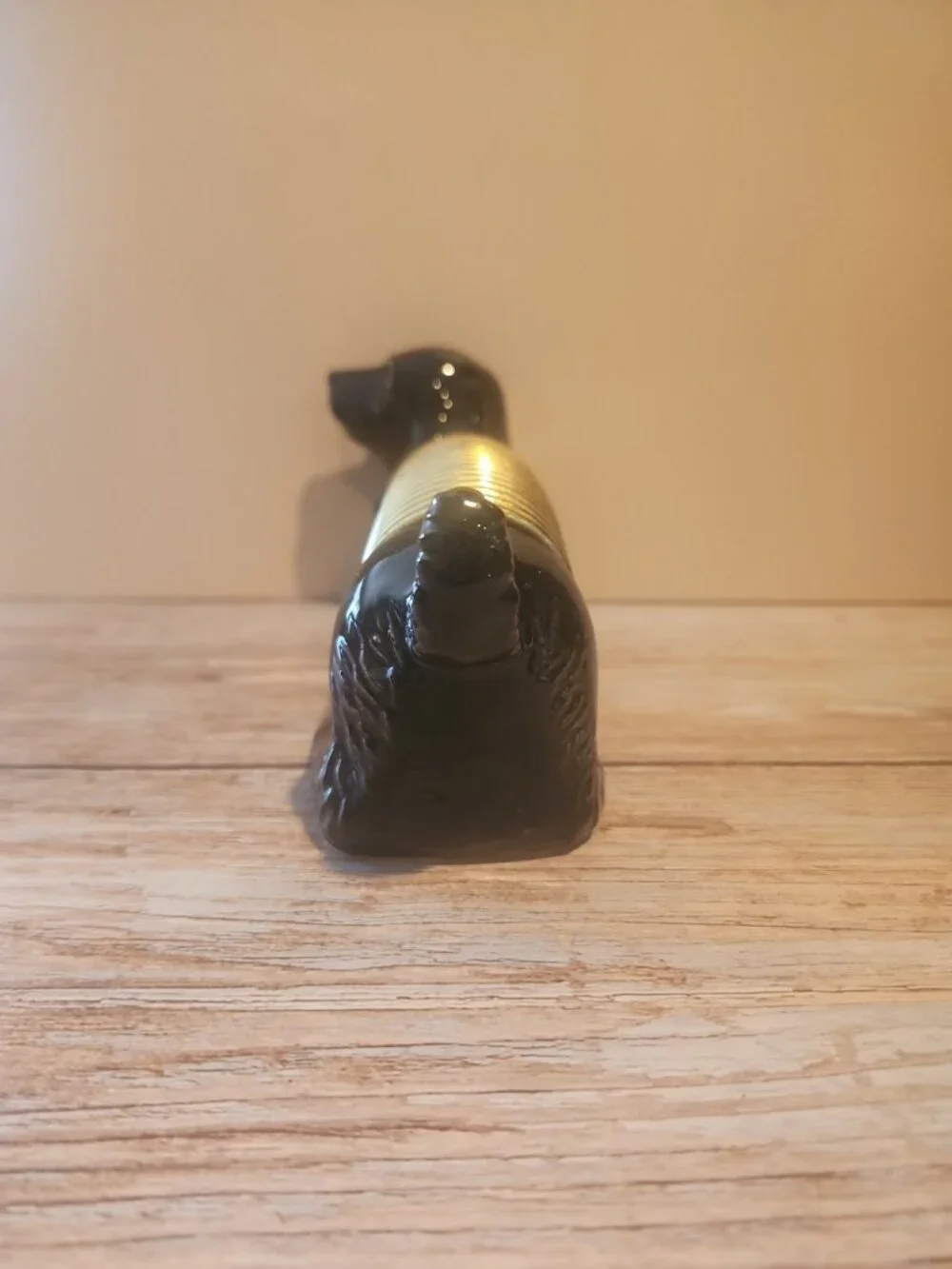 Vtg~MCM~Black/Gold~Ceramic~Dachshund~Cocker Spaniel~Dog~Desk Letter Card Holder